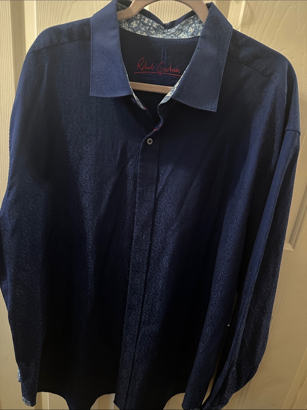 Robert Graham Dark Navy Jacquard Dress Shirt 3XL T